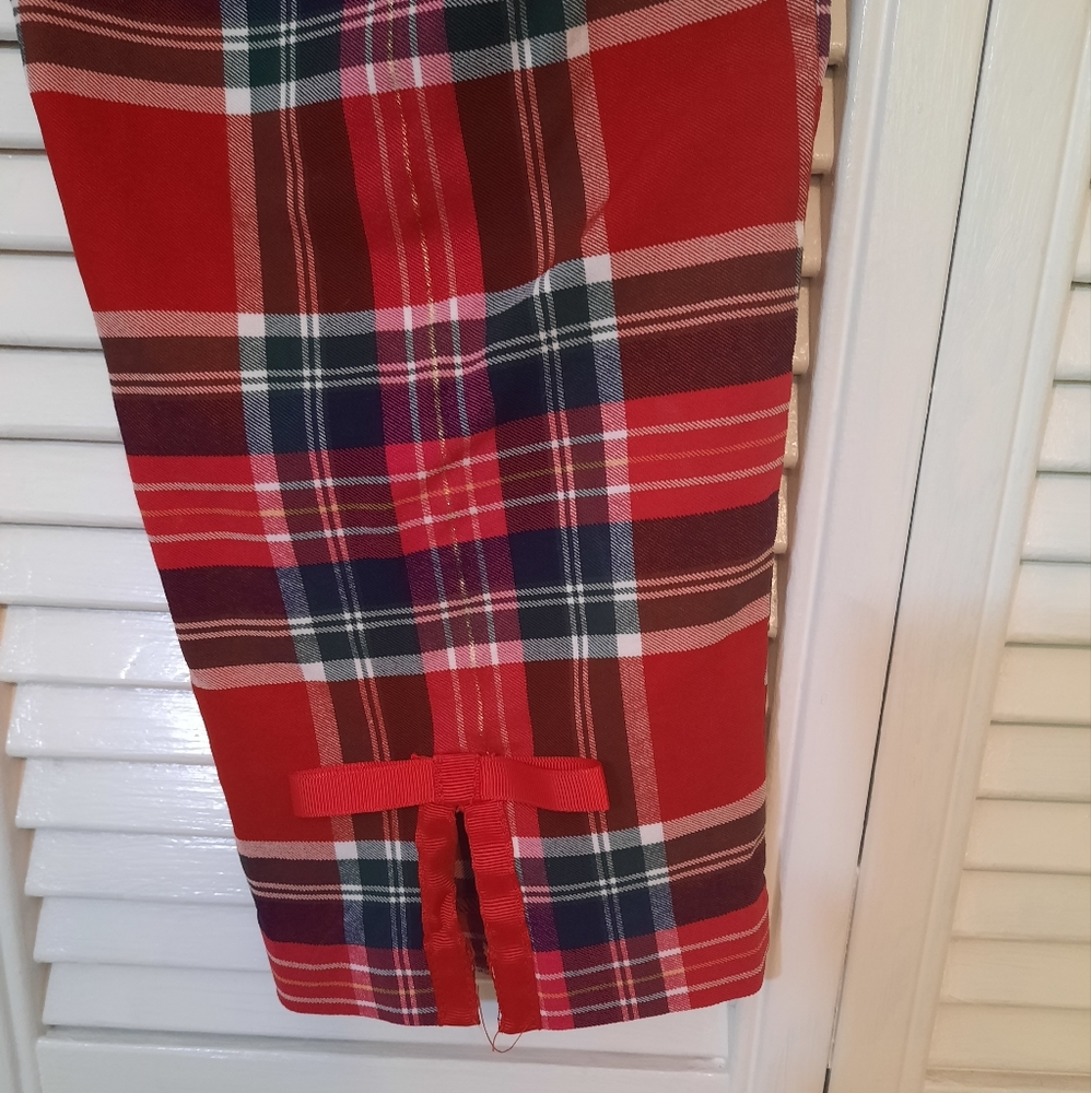 Crown & ivy red plaid crop bow hi waist pants sz 20W *F - Picture 5 of 5